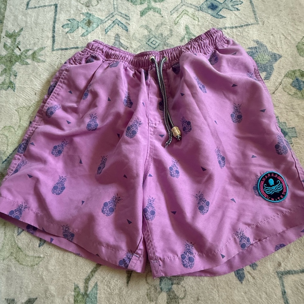 Men's Purple Pineapple Print Swim Trunks